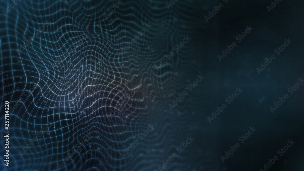 Poster 3d rendering of abstract curved bend lines wave selective focus background. for deep machine learnin