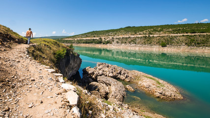 Lake Bileca, Bosnia and Herzegovina, A wolk along the lake