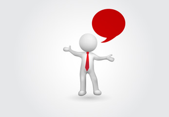 3d Small Person with a bubble speech talk symbol