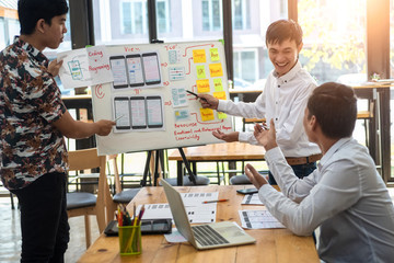 Website designer development UI/UX desing about sketched notes wireframe layout mobile application project. User experience concept.
