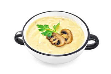 Soup-puree mushroom in bowl