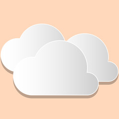 Blank White Fluffy Clouds Cut Out of Board Floating on Top of Each Other Design business concept Empty template copy space text for Ad website isolated.