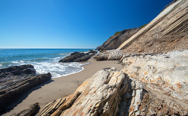 Rocky beach near Goleta at Gaviota Beach state park on the central coast of California United States