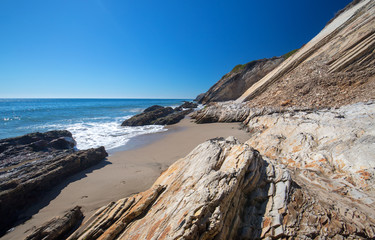 Rocky beach near Goleta at Gaviota Beach state park on the central coast of California United States
