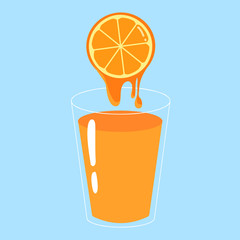 Orange juice illustration with the slice of an orange