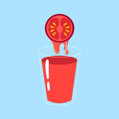 Tomato juice illustration with the slice of  a tomato