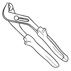 plier tool fasteners repair contruction outline.