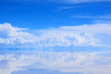 Uyuni salt lake in Bolivia. Specular reflection.