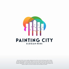 Colorful City logo designs concept vector, painting city logo