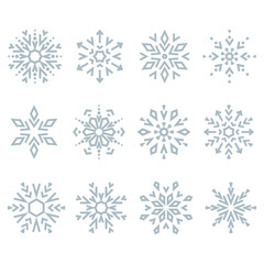 Fototapeta na wymiar Snowflakes icon collection. Graphic modern blue ornament.