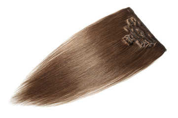 Clip in straight brown human hair extensions
