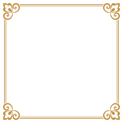 Decorative frame Elegant vector element for design in Eastern style, place for text. Floral golden border. Lace illustration for invitations and greeting cards.