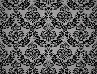 Floral pattern. Vintage wallpaper in the Baroque style. Seamless vector background. Black for fabric, wallpaper, packaging. Ornate Damask flower ornament