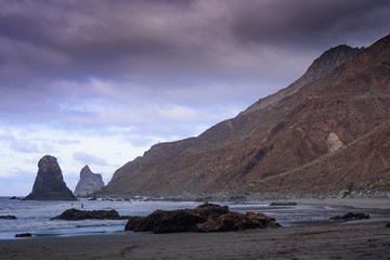 Stunning views of the incredibly beautiful Benijo beach in the north of Tenerife. Canary Islands..Spain