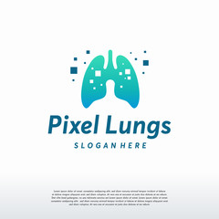 Pixel Lungs logo designs concept vector, Lungs Care logo template