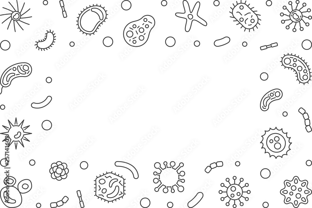 Aufkleber bacteria horizontal background with with empty space for text. vector concept illustration or frame 
