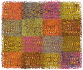 Woollen fluffy blanket with colorful weave restangular elements