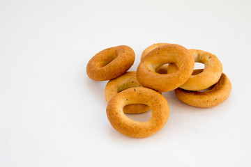 Bread rings isolated on white background