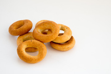 Bread rings isolated on white background