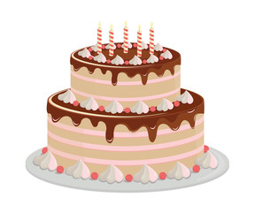 Birthday cake. Design elements isolated on white-vector.