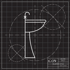 Sink with faucet illustration. Bathroom vector icon