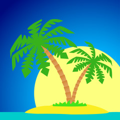 An island with a palm tree.