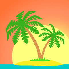 Obraz na płótnie Canvas An island with a palm tree.