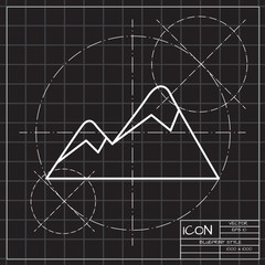 Mountains covered with snow icon. Vector illustration