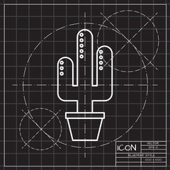 Cactus in flower pot illustration. Household vector icon