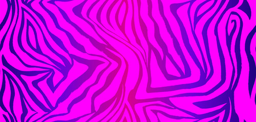 Zebra skin seamless vector pattern. Striped neon bright animal wool texture for corporate identity, clothing or printing on paper. Synthwave animal pattern.