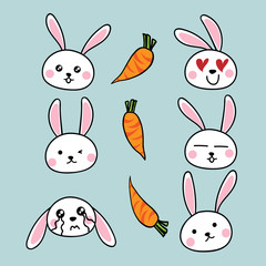 Cute rabbit cartoon with carrots