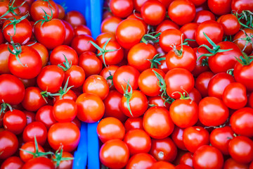 Ripe tomatoes on the counter.