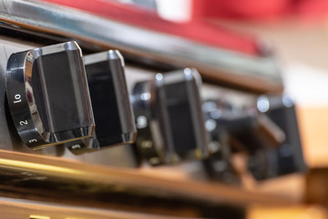 Stove Knobs or Range Knobs which control the burners and sometimes the oven, on the face of a...