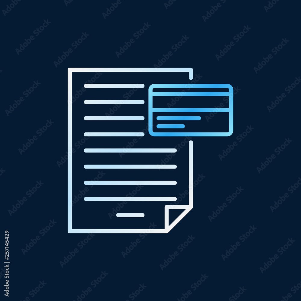 Poster document with credit card vector colored outline icon or symbol on dark background