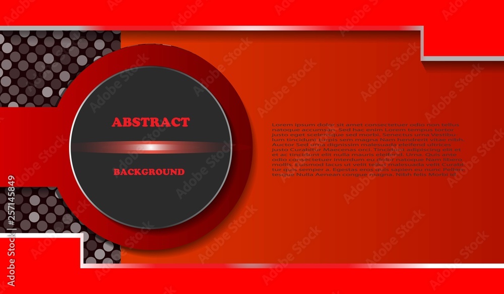 Poster realistic 3d red background with circle and glitter combination. layer on for text and design backgr