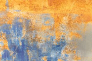 Orange Metal rusty background and blue Metal grunge texture