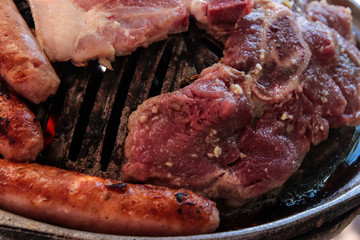 carne assada e carne temperada