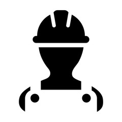 Professional icon vector male construction worker person profile avatar with hardhat helmet and jacket in glyph pictogram illustration