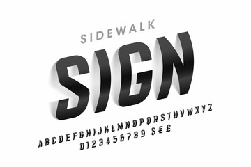 Sidewalk sign letters font, changeable alphabet letters and numbers