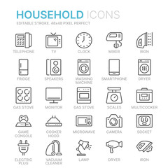 Collection of household line icons. 48x48 Pixel Perfect. Editable stroke