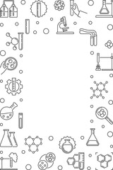 Chemistry vertical outline vector minimal banner with empty space for text on white background