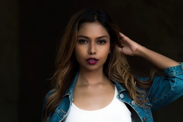 Fototapeta premium Beautiful Asian young lady model - close up