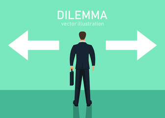 Direction choosing flat vector design illustration, dilemma