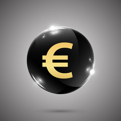 Glossy Rounded Button with Euro sign