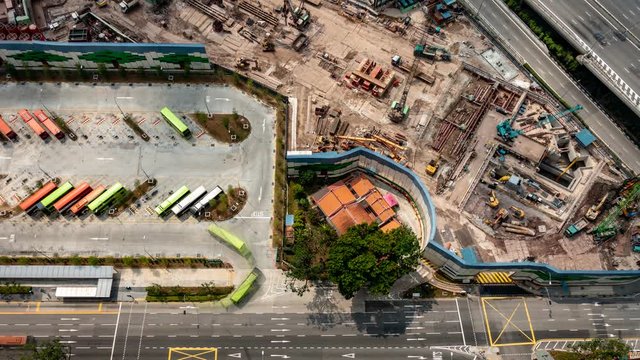 Time lapse video of bus terminal and construction site