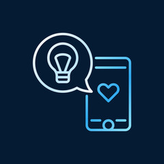 Smartphone with speech bubble vector colored outline icon or sign on dark background