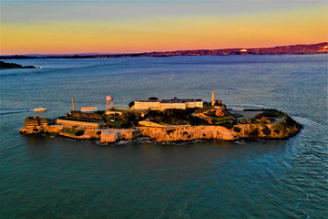 Alcatraz in San Francisco from above with DJI Mavic 2 Drone