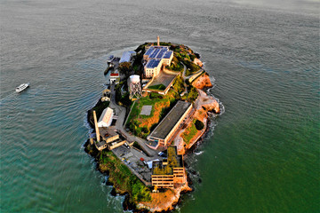 Fototapeta na wymiar Alcatraz in San Francisco from above with DJI Mavic 2 Drone
