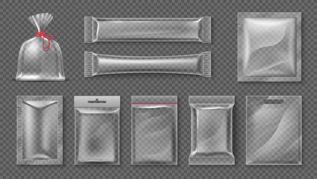 Download Plastic Package Realistic Clear Bag Mockup 3d Transparent Food Product Pack Set Blank Glossy Foil Vector Candy Snack Container Set Stock Vector Adobe Stock