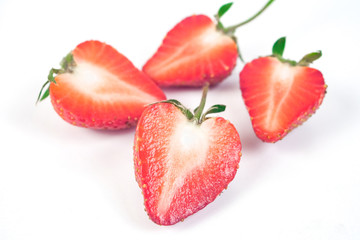 Group of Strawberries on white background.